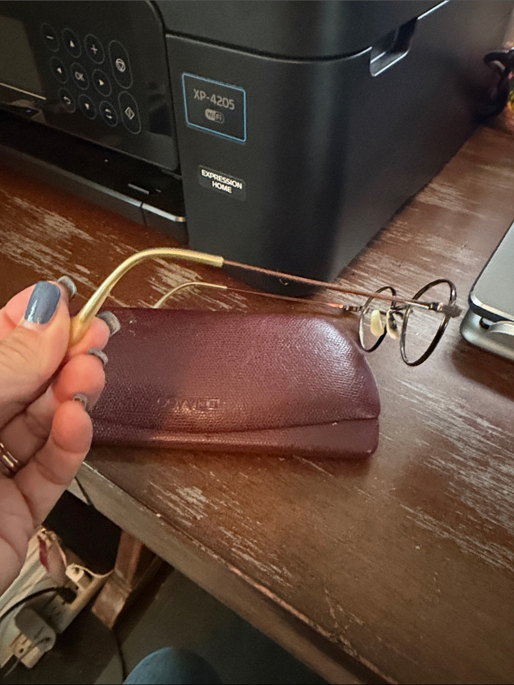 Oliver Peoples OP553 copper colored Round Metal Eyeglasses with vintage red case - Picture 16 of 16